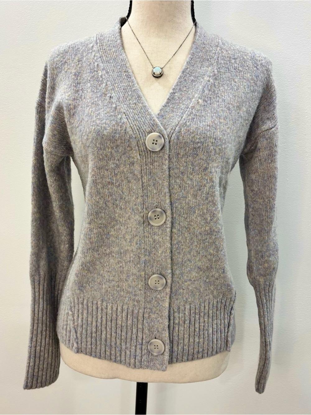 Rachel Zoe Wool Blend Lavender Cardigan Button Down Sweater Size Med EUC